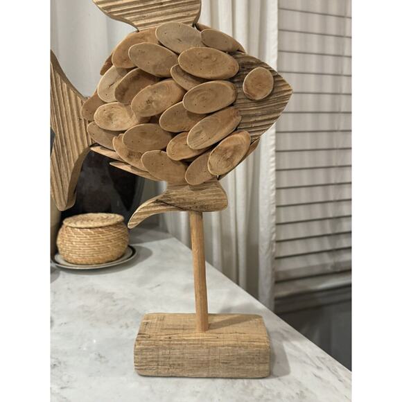 Driftwood Fish Sculpture Beach Ocean Art Marina Beach Nautical‎ Fish Decor 16” - Picture 7 of 8